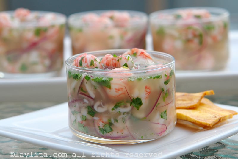 Ceviche with lobster tail o langostino meat