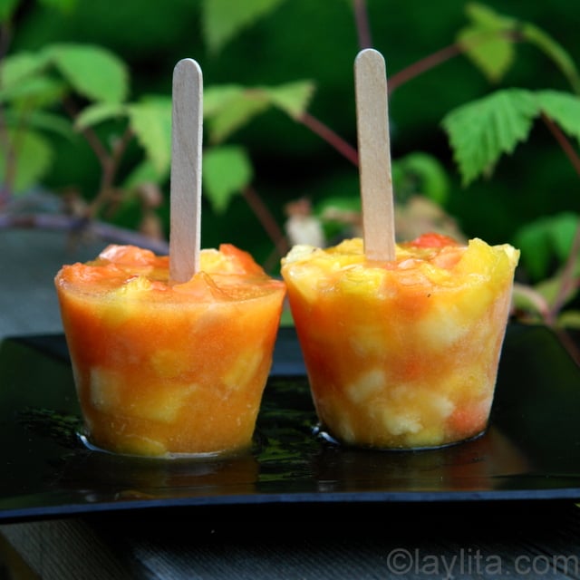 Tropical fruit popsicles or fruit ice pops
