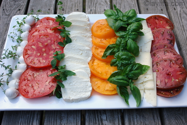 Summer Salads - Tomato cheese salad platter