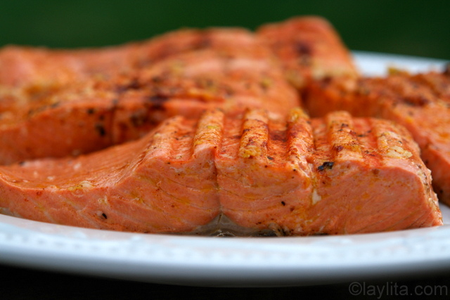 Preparação para salmão grelhado