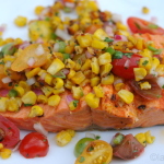 Salmon with corn salsa