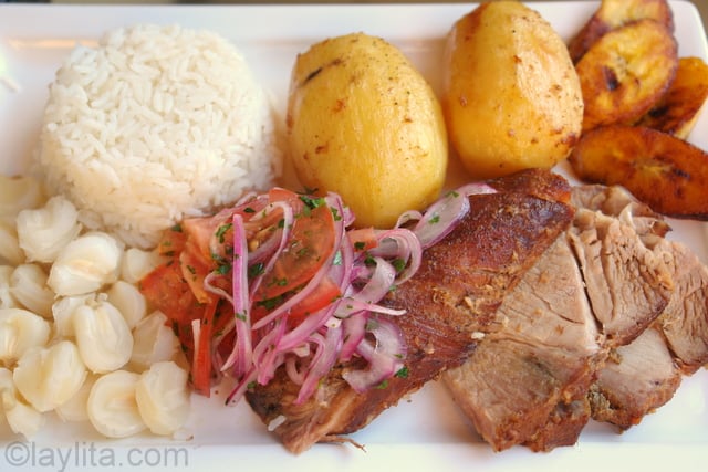 Assiette de porc garnie façon Sud Américaine