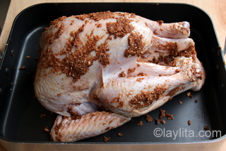3- Rub the marinade all over the turkey