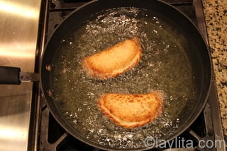 7- Fry or bake empanadas until golden