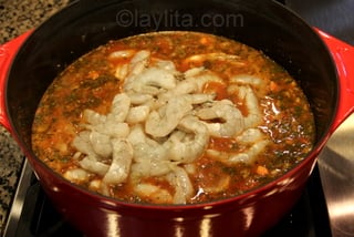 Add the shrimp to soup and cook until they are done