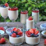 Red white and blue pannacotta dessert