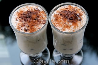 Arroz con leche or rice pudding with chocolate shavings
