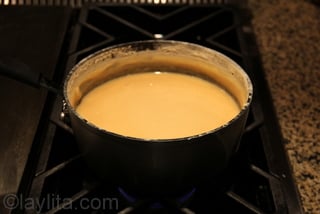 The milk will start to reduce after about 2 hours of cooking