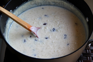 Arroz con leche can be served warm or cold