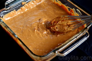 Oven method - Let the dulce de leche cool down and then whisk until smooth