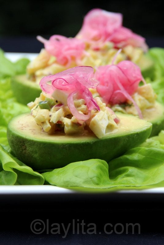 Avocado stuffed with egg salad