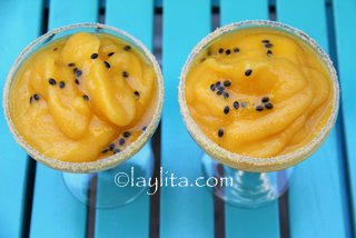 Frozen mango passion fruit margaritas