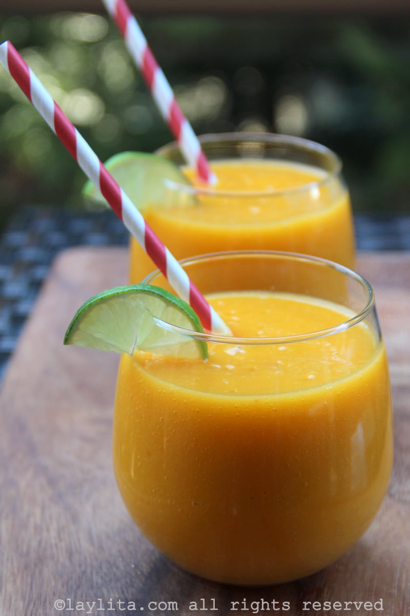 Mango passion fruit smoothie or batido de mango y maracuya-image