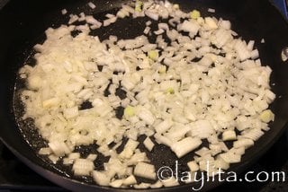 Cook the diced onions in butter for about 5 minutes