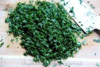 Finely chopped parsley for chimichurri