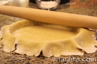 For the classic tart transfer the dough to a tart pan and use a rolling pin to remove any excess dough