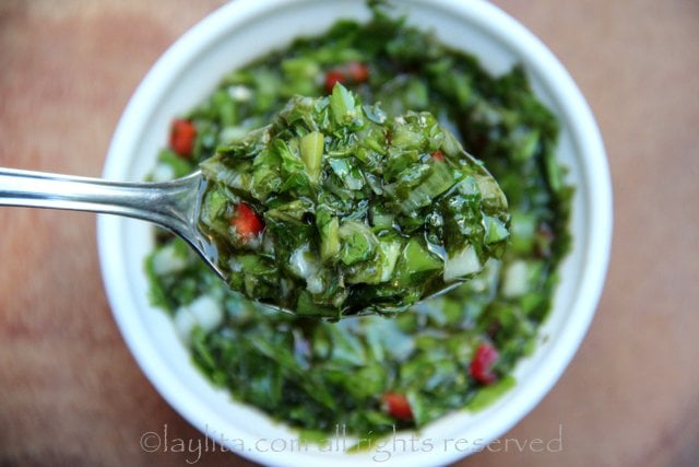 Chimichurri salsa for choripan