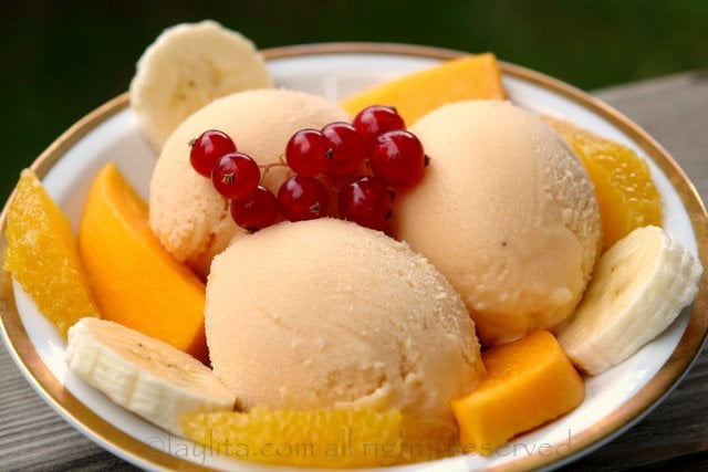 Papaya and banana frozen yogurt recipe