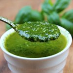 Homemade basil, garlic and olive oil sauce