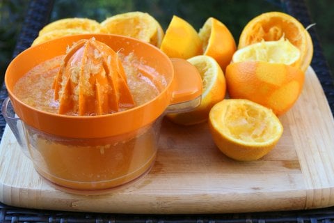 Freshly squeezed orange juice for the sauce