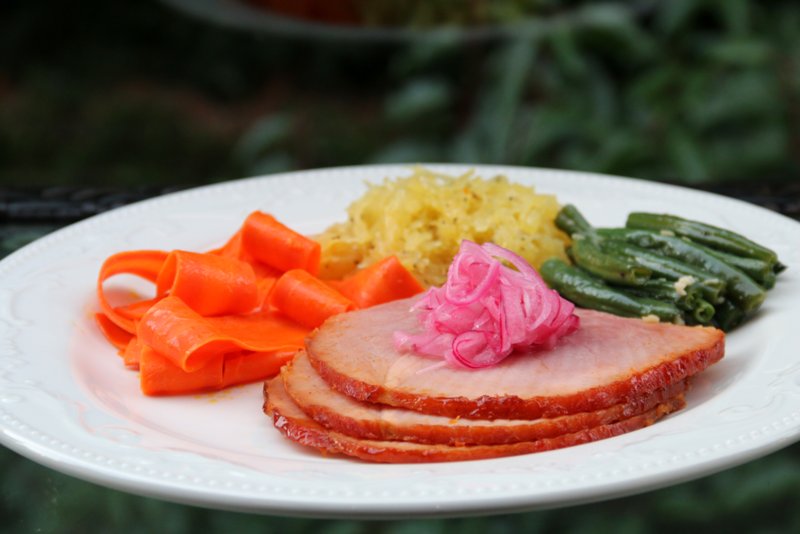 Baked ham with side dishes