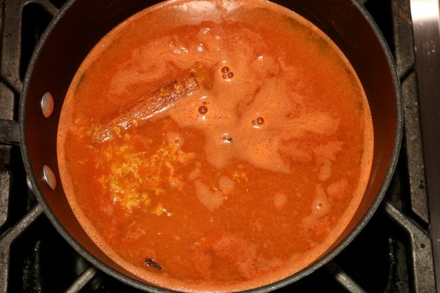 Cook the orange chipotle sauce with the spices