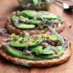 Avocado crostini or avocado bruschetta