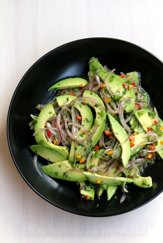 Avocado salsa as a bruschetta topping