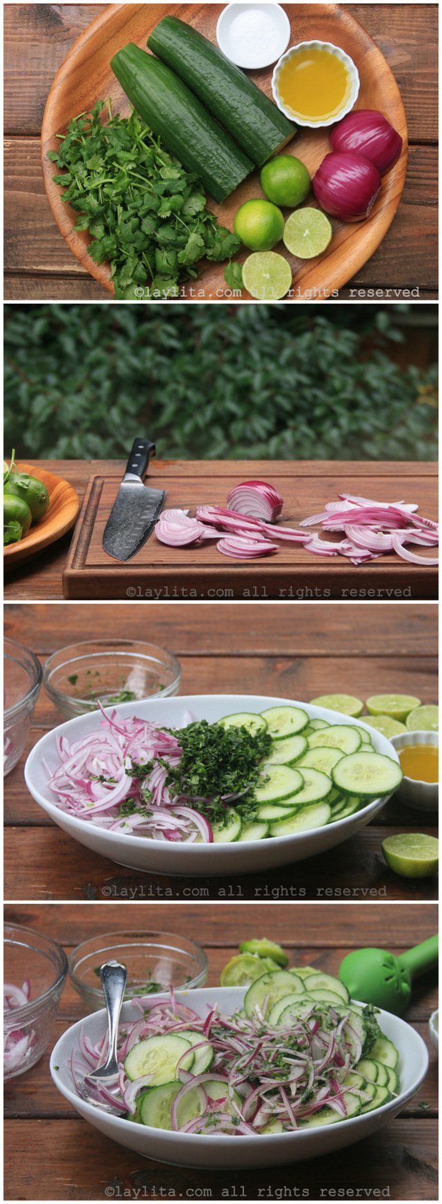 Cucumber salad with lime and cilantro preparation