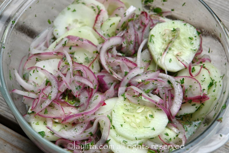 Cucumber salad with lime and cilantro