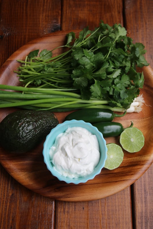 Ingredients for avocado yogurt dip