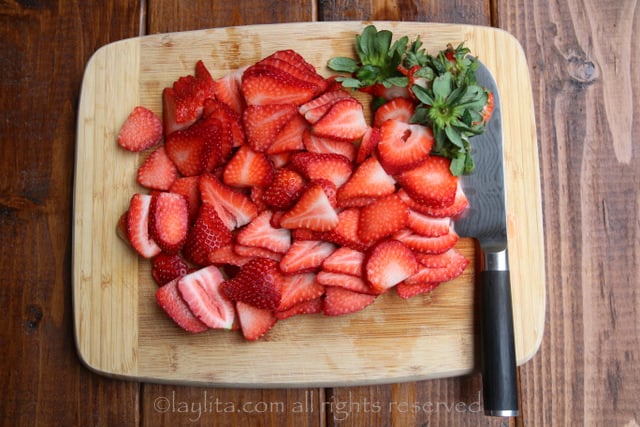 Slice the strawberries