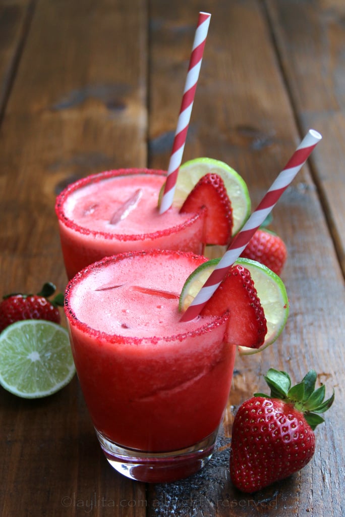 Fresh strawberry and lime margaritas
