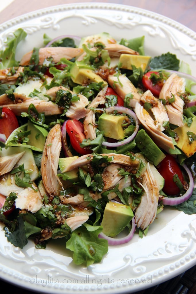 Chicken salad with balsamic cilantro dressing