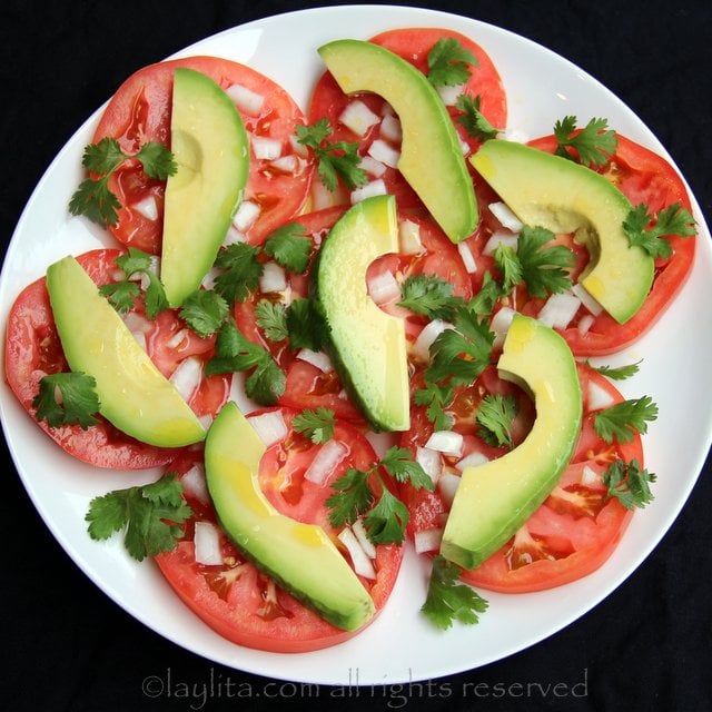 Simple avocado and tomato salad