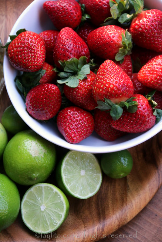 Strawberries and limes for margaritas