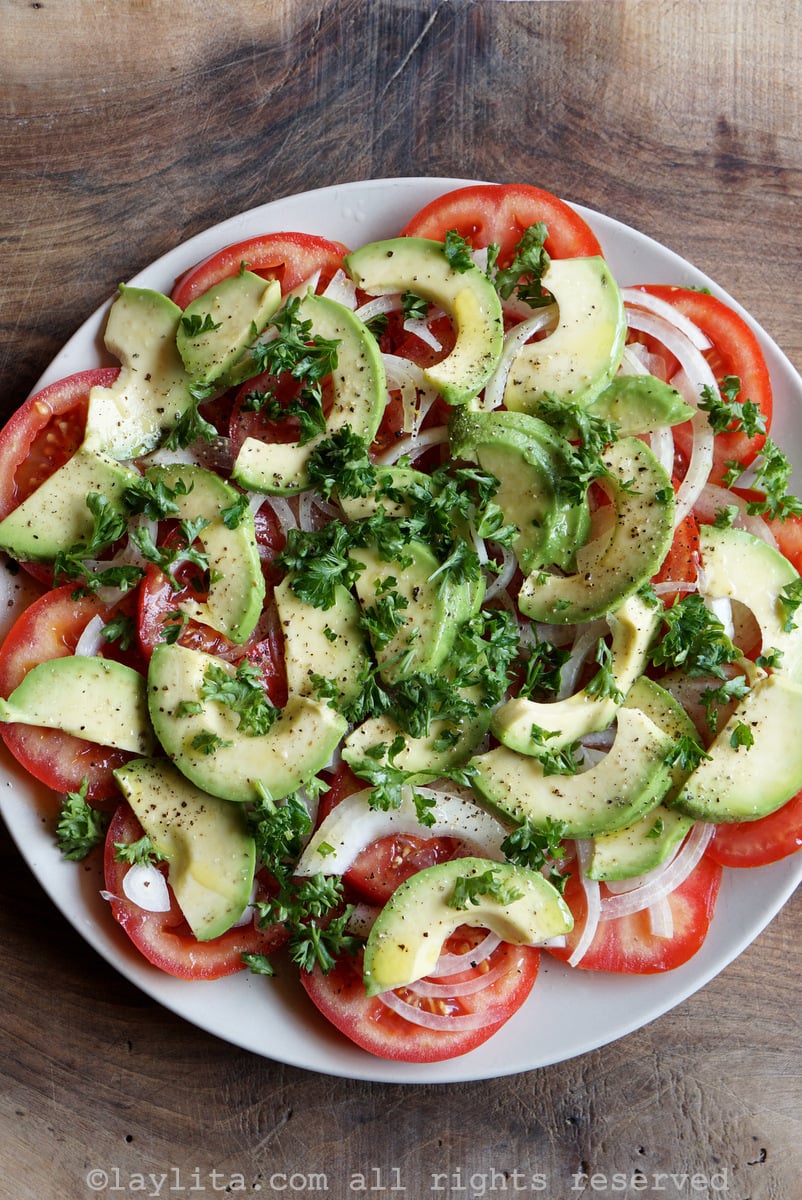 Simple tomato salad with avocado