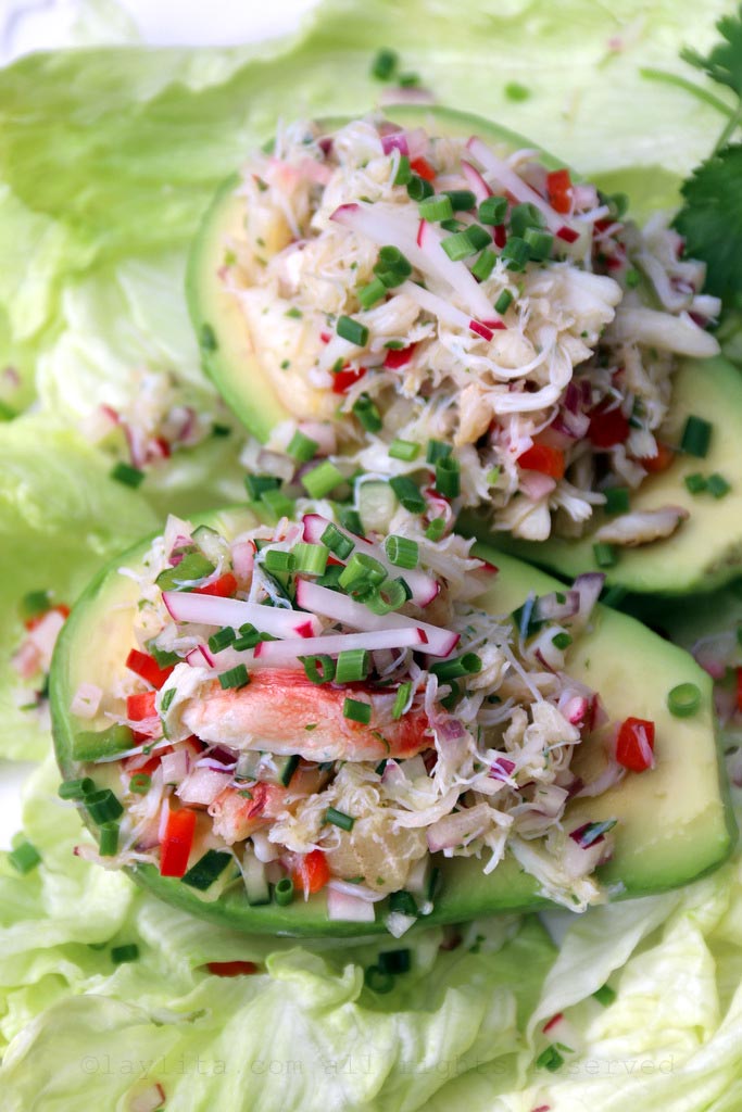 Avocados with crab salad