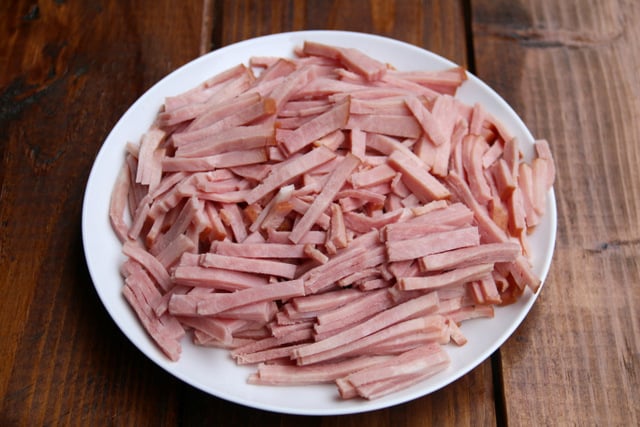 Ham cut into thin strips