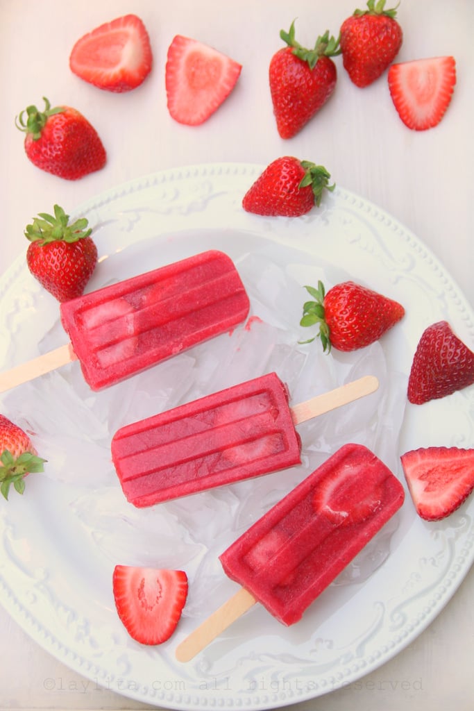 Pure strawberry popsicles