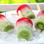 Mexico flag paletas or kiwi, lime, and strawberry popsicles