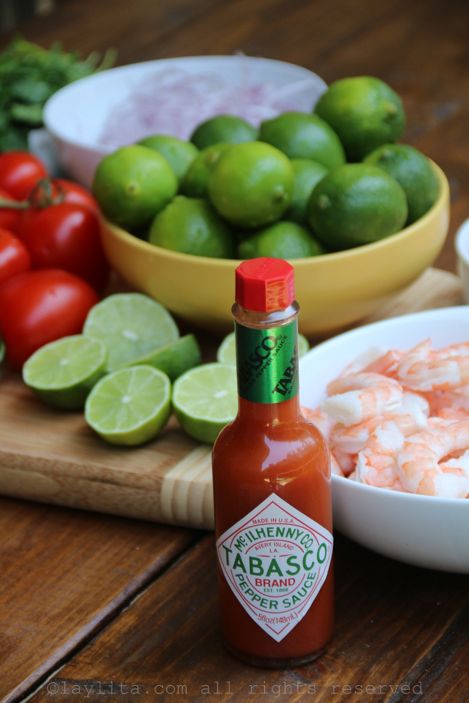 Tabasco for shrimp ceviche Bloody Mary cocktails