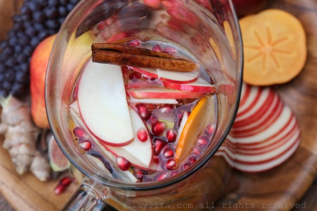 Stir in the rest of the apple cider and sparkling wine right before serving.