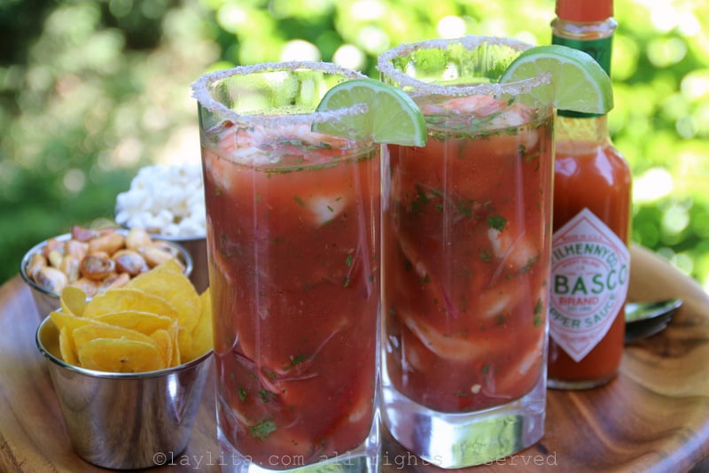 Serve the Bloody Mary cocktails with your choice of garnishes