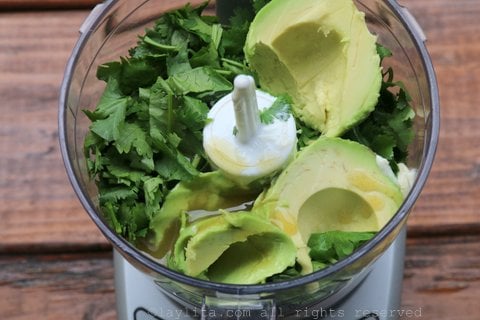 Combine the ingredients in a mini food processor or blender