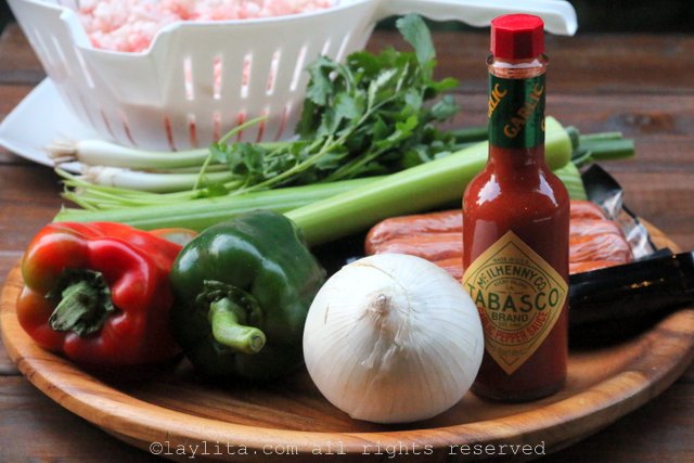 Ingredientes para las empanadas de langostino y chorizo