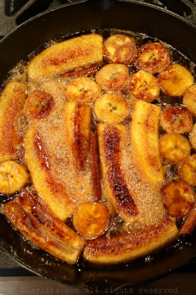 Ripe plantains caramelized in a spiced syrup