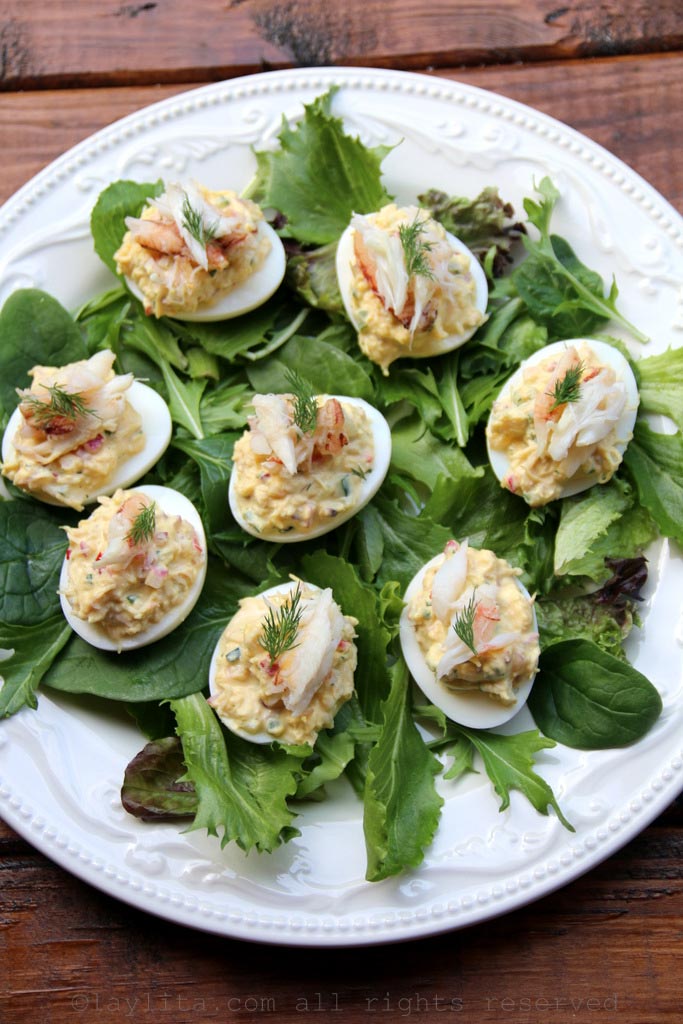 Crab salad deviled eggs