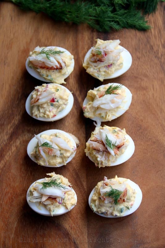 Deviled eggs with crab