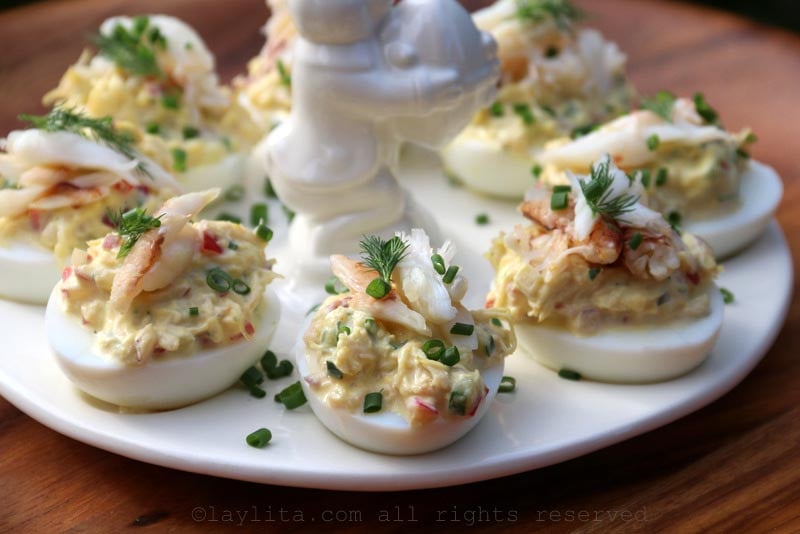 How to make crab filled deviled eggs